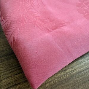 Vintage Salmon Pink Pure Silk Satin Jacquard Fabric Soft  Phoenix Floral 3 yards